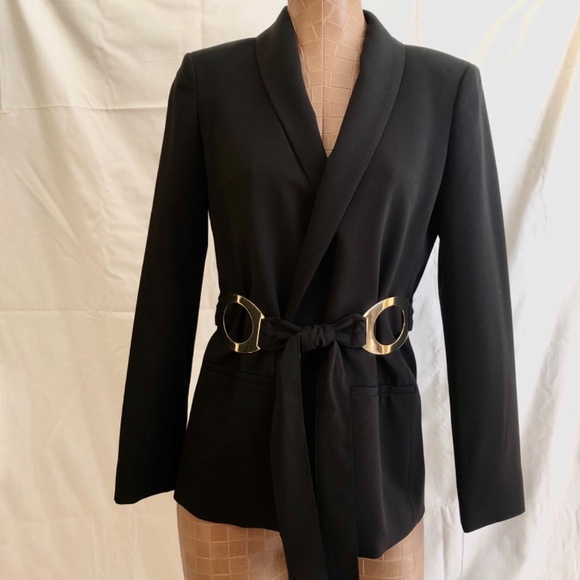 New With Tags, Calvin Klein Belted Blazer, Black - Picture 14 of 14